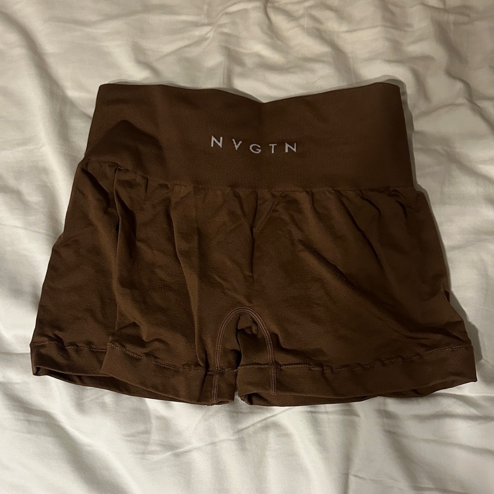 NVGTN brown micro workout shorts